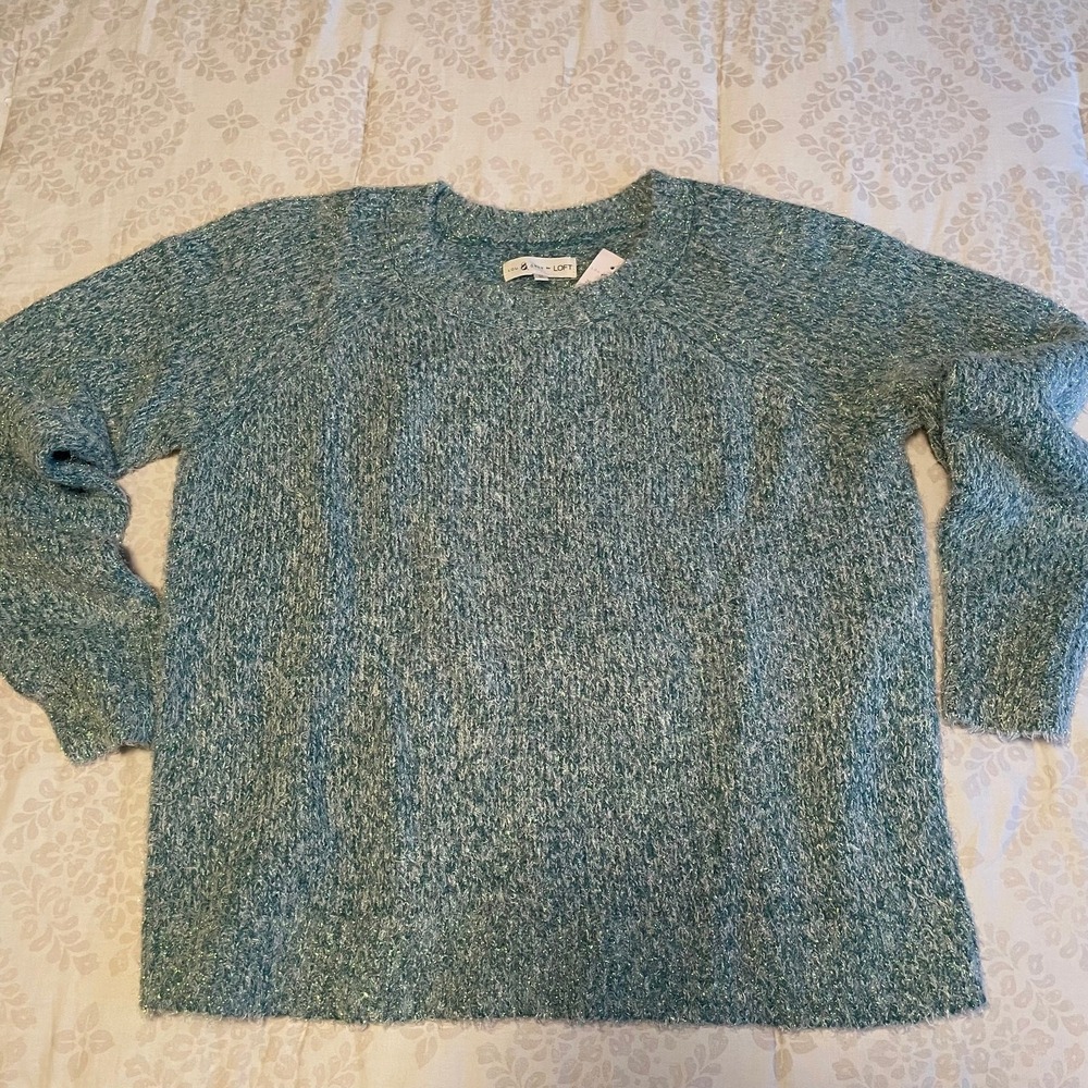Loft Lou & Grey Green Iridescent Long Sleeve Sweater Womens Medium NWT